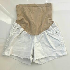 White denim shorts for maternity